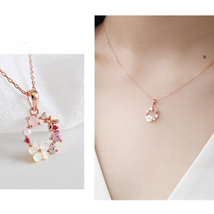 Moda creativas mariposa flores collar de circón de cristal de perla Shell guirnalda colgante de collar para las mujeres