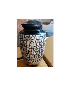 ALUMINIO NEGRO MADRE DE PERLA URNA FUNERAL SUMINISTROS FUNERARIOS Brassworld India - Product Image 1