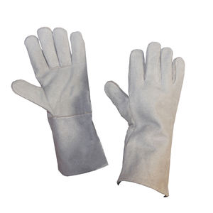 Guantes de trabajo de cuero de vaca de grado AB personalizados de alta calidad Diseño de seguridad en la espalda de una pieza para protección de manos y brazos - Product Image 6