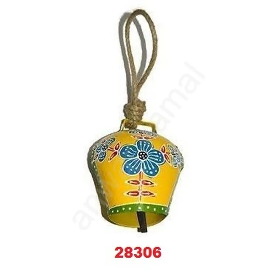 High Selling New Decorative Metal Yellow & Blue Painted Metal Cow Bell Wind Chime