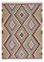 Tapis Kilim Puzzle Moderne Imprimé Design Tissé à la Main Carré Plat Qualité Supérieure Laine Douce Lavable Réversible Anti-taches