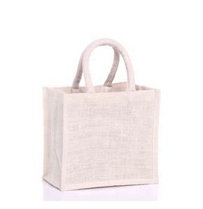 Sac fourre-tout indien personnalisable poignée en corde dernière qualité sac à provisions en jute blanc uni fermeture à glissière pour stockage utilisation d'épicerie - Product Image 1
