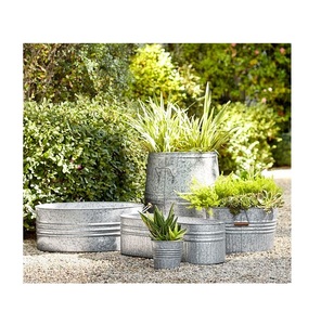 Metal Galvanize Flower Planter with Stand Farmhouse Style - Product Image 5