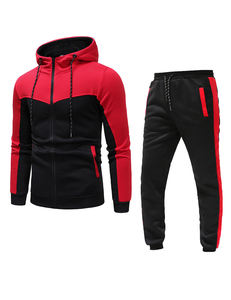 Chaqueta con cremallera para hombre, chándal con cordón ajustable, trajes deportivos para Fitness, chándal de 2 piezas de bloque de Color - Product Image 4