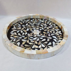 ถาดไม้ทำด้วยมือแบบทันสมัยถาดฝังกระดูกหอยมุกแผ่นรองจานขัดปรับขนาดได้งานหัตถกรรมธรรมชาติสำหรับใช้ในบ้าน - Product Image 3