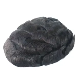 Perruque de cheveux humains pour hommes, 12-14mm, cheveux humains, postiche de remplacement, prothèse bon marché