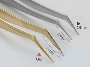 Pince à épiler d'extension de cils de volume à pointe en fibre de logo personnalisé Pince à cils de marque privée avec caractéristiques de haute visibilité - Product Image 3