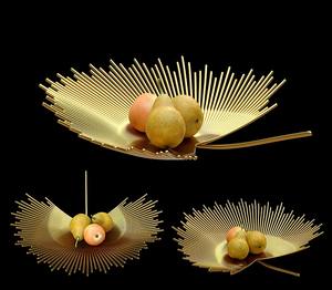 Plat de fruits en métal avec aspect fantaisie Plat de service décoratif de table de luxe royal haut de gamme Plateau de fruits en fil métallique - Product Image 2