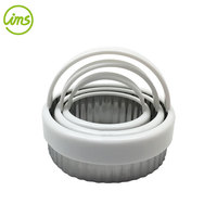 Ensemble de 3 moules à biscuits et emporte-pièces en acier inoxydable 430 avec poignée en plastique PE, forme ronde, blanc, en provenance de Taïwan
