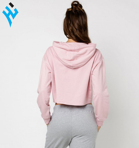 2025 luxe Design rose couleur pull haut court femmes plaine broderie personnalisée Logo durable polaire sweats à capuche - Product Image 2