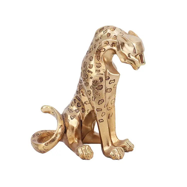 Haupt dekorations ideen Cast Poly Resin Sitting Leopard Decor Statue