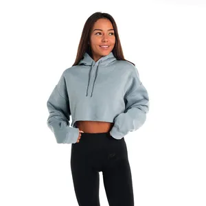 New Design Hooded Sweatshirts Girls Croptop Hoodies Pullover 100% Cotton Oversize Hoodie Women Oversized Crop Hoodies