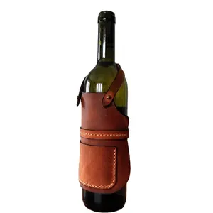 Wholesale Best Quality Leather Wine Bottle Covers Handmade Custom Wine Glass Bottle Dress Decoration, Waiter Dress For Wine