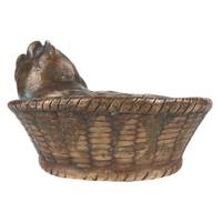 Sculptures de figurines de chien Yorkshire Terrier assis dans un panier, en laiton antique fait main, pièces de décoration, articles cadeaux