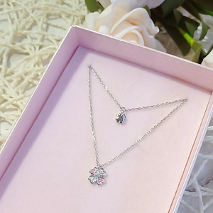 Luxury Women's Classic Zircon <b>Sterling</b> <b>Silver</b> Clover <b>Layer</b> Pendant <b>Necklace</b> for Party Occasions - Product Image 2