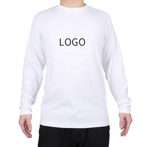 T-shirt col rond pour hommes automne/hiver 100% coton coupe ajustée haut à manches longues à la mode décontracté design solide - Product Image 1