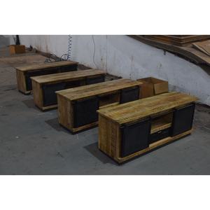 Mueble de TV convertible de Metal de madera maciza de estilo Industrial moderno, puertas corredizas de almacenamiento de baja altura para sala de estar, dormitorio, hogar - Product Image 2