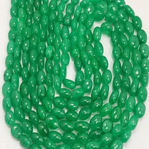 ทำด้วยมือคุณภาพสูง6-10มม. ลูกปัดโอนิกซ์สีเขียวหินกึ่งเรียบสำหรับทำเครื่องประดับ - Product Image 1