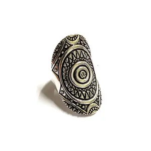 Tribal Elegant Infinity Sterling Silver Rings for Women Men 925 Silver with Shell Main Stone Gold Inlay Setting Design