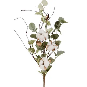Supplies Christmas Ornaments Artificial Flowers Naturally Dried Cotton Stems Branch