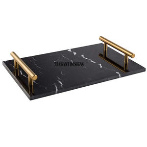 Plateau de service en marbre écologique de haute qualité classique élégant dessus de table plat fantaisie en gros plateau de service en marbre - Product Image 3