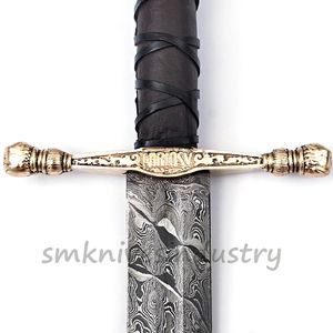 Espada hecha a mano de acero de Damasco, arma de caza de doble filo, hermosa, batalla lista con funda (Smk1957) - Product Image 5