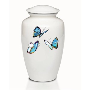 Urnas de Cremación para Adultos, Estilo Americano, Blancas, de Alto Brillo, con Estampado de Libélula, Capacidad de 200 Pulgadas Cúbicas, Biodegradables, para Guardar Cenizas Humanas - Product Image 5