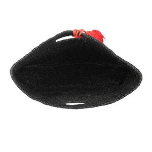 Bolso de mano de yute ecológico, hecho a mano, negro indio, con borla roja - Product Image 3