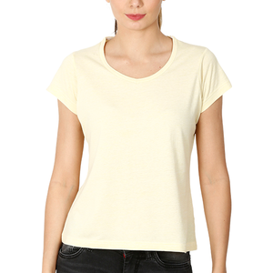 เสื้อยืดผ้าฝ้ายอินทรีย์กัญชาธรรมชาติผู้หญิง,เสื้อยืดย้อมสีพื้นเป็นมิตรกับสิ่งแวดล้อม - Product Image 1