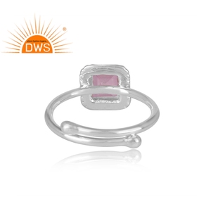 สีชมพูบุษราคัมพลอยค๊อกเทลแหวนผู้ค้าส่งเครื่องประดับออกแบบที่น่ารักของแข็ง925เครื่องประดับเงินผู้จัดจำหน่าย - Product Image 4