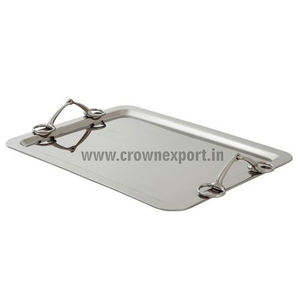 Plateau de service à thé en acier martelé découpé au diamant, design moderne en aluminium, plateaux de service de bar en métal avec poignées personnalisées, 6 pièces - Product Image 5