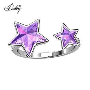 Doppio anello con stella Etoile impreziosito da cristalli <span class=keywords><strong>Swarovski</strong></span> in argento Sterling 925 <span class=keywords><strong>gioielli</strong></span> dasini miglior regalo di <span class=keywords><strong>gioielli</strong></span> di natale - Product Image 1