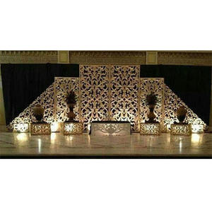 งานแต่งงานเหตุการณ์เวทีเส้นใยสีทองแผงฝันงานแต่งงานฉากหลังสีทองการออกแบบที่สวยงามแต่งงานเวทีฉากหลังแผง - Product Image 1