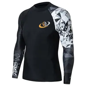 Performance Fit MMA Rash Guard Skins Chemise de compression à manches longues pour hommes Impression sublimée Design uni pour une utilisation «Rush Guard» - Product Image 1