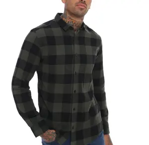 Checkered Long Sleeve t shirts Black and Grey Check