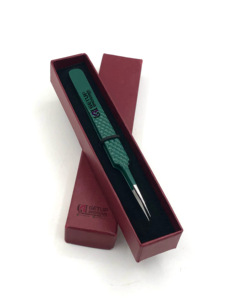 Pince à épiler à revêtement en poudre vert Kelly en acier inoxydable Pro pour extension de cils droits Instruments de beauté de haute qualité avec logo personnalisé - Product Image 6