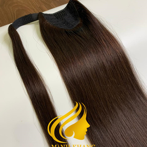 แฮร์พีซเทปยืดผมลอนยาวตรงนุ่มสลวยพร้อมเชือกรัดผมหางม้าสีสันสดใสปราศจากสารเคมีจากเวียดนาม - Product Image 1