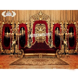 Golden FRP Photo Frames Wedding Backdrop Asian Wedding Stage <b>Gold</b> Frame Backdrop Grand Golden <b>Medallions</b> for Wedding Stage USA - Product Image 1
