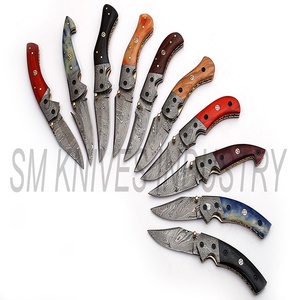 Navaja plegable de Damasco hecha a mano con Funda de cuero, lote de 10 unidades, smk1278 - Product Image 3