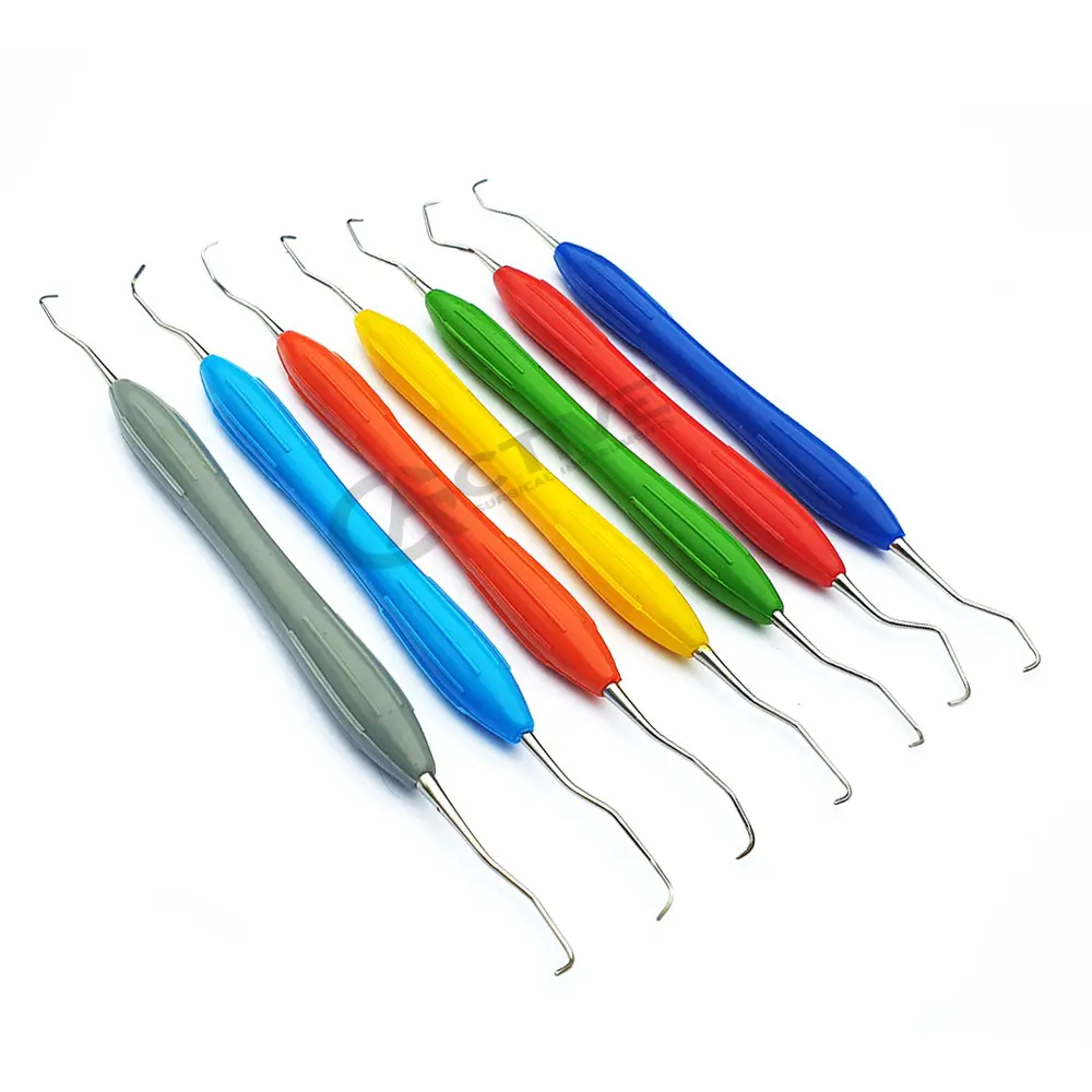 7 Pcs Dental Gracey Curettes Silicon Handle Multi Color Endodontic Denture Dentistry Hand tools Surgical Dental Lab Instruments