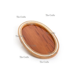 Bandeja de desayuno de forma ovalada en madera y nácar Utensilios de cocina Bandeja para servir postres a precios asequibles - Product Image 1