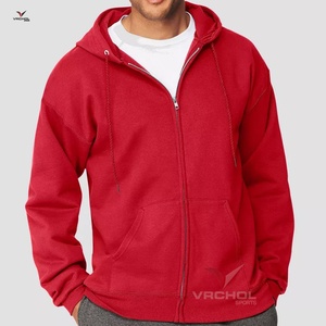 Pull-over personnalisé OEM en polaire éponge à capuche pour hommes Vêtements de sport de haute qualité Fermeture à glissière en polyester brodé anti-rétrécissement grande taille - Product Image 1