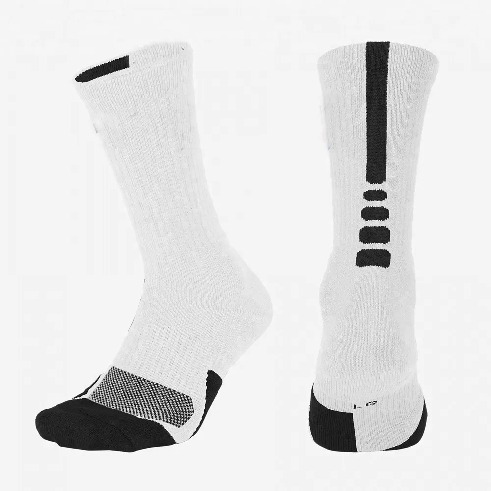 OEM embroidery logo made basketball custom design pattern athletic white black men tube cotton sports socks sox crew sport socks