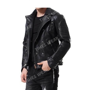 Chaqueta de motorista de cuero genuino de alta calidad para hombre, ropa de calle con cuello con capucha, piel sintética para invierno, talla XL - Product Image 3
