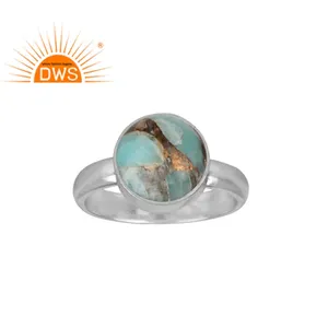 Anillo de Plata de Ley 925 con gema de amazonita de cobre, joyería hecha a mano, para bodas - Product Image 1