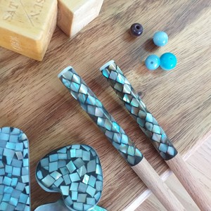 Baguettes en bois de style japonais et coréen avec coquille en perles, baguettes classiques, 1 paire - Product Image 4