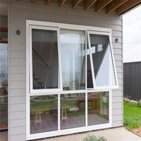 Fenêtre à auvent inférieure, fenêtres fixes supérieures, design moderne, villa, maison, fenêtre à auvent manuelle en aluminium avec section en aluminium