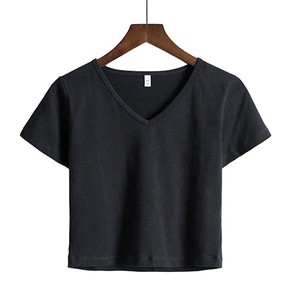 Women casual slim fit short sleeve crop <b>top</b> t shirts with custom logo - Product Image 3
