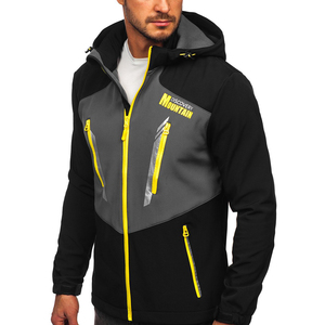Chaqueta Softshell de diseño personalizado para hombre Cómoda moda en negro y gris con tecnología impermeable Cierre de cremallera - Product Image 2