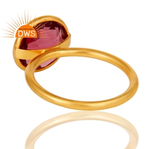 Pink Corundum Gemstone Ring 18 Karat Yellow Gold Plated Latest Fashion Silver Girls Ring Jewelry Manufacturer - Product Image 4